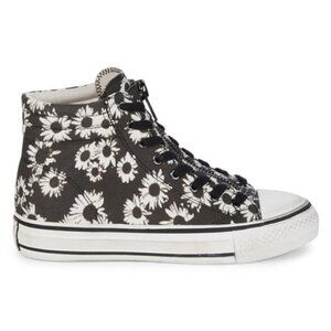 ASH As-Grant Floral High-Top Sneakers Black and White Zip Close size 39 EU/9 US